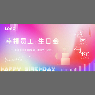 幸福员工生日会展板