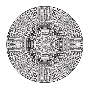 圆形黑白波西米亚图案