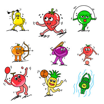 可爱运动水果怪兽妖怪贴纸标签