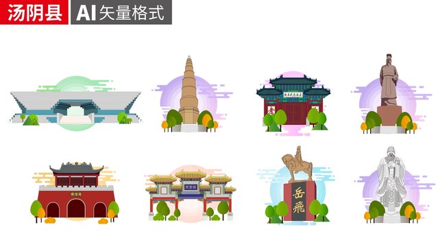 汤阴县著名地标建筑景点素材