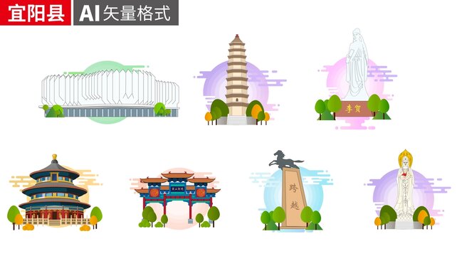 宜阳县著名地标建筑景点素材