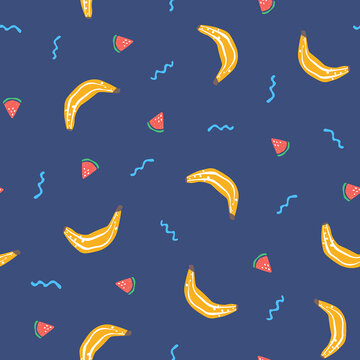 可爱香蕉西瓜矢量图