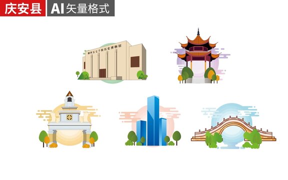 庆安县著名地标建筑景点素材