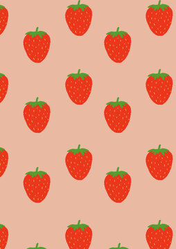 草莓水果原创插画设计背景元素