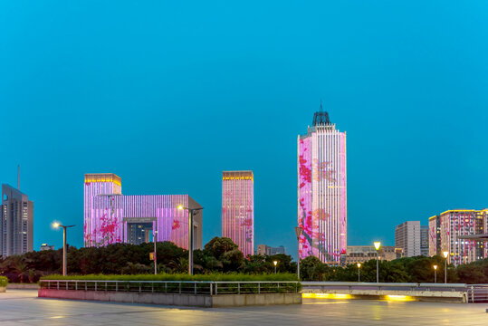 南京奥体中心及周边夜景