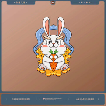 手绘卡通中秋节兔子插画