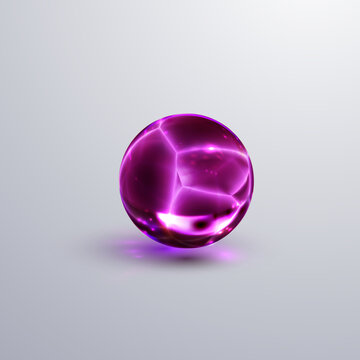 写实透明球体素材 桃紫色弹珠或玻璃球