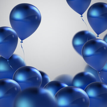 写实质感蓝色气球装饰背景