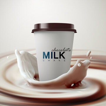 巧克力奶昔外带纸杯模型设计与液体特效