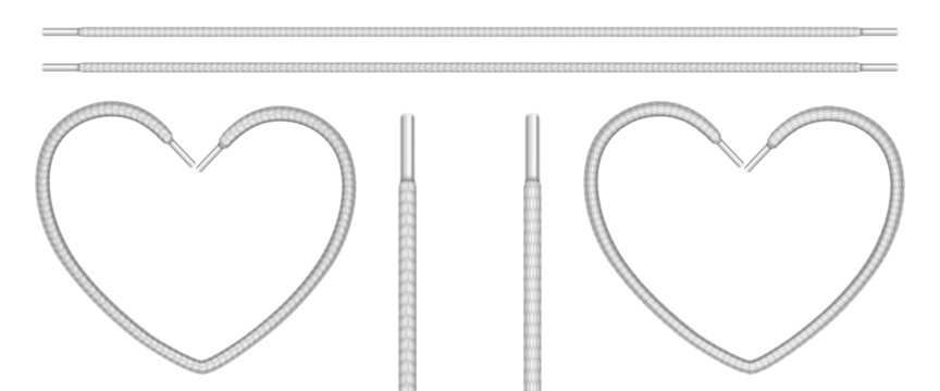 线形和心形白色鞋带鞋绳素材