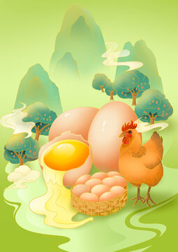 鸡蛋包装插画