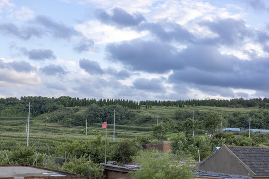 夏日农田美丽天空