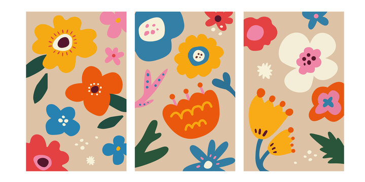 可爱手绘风格花卉插图素材集合