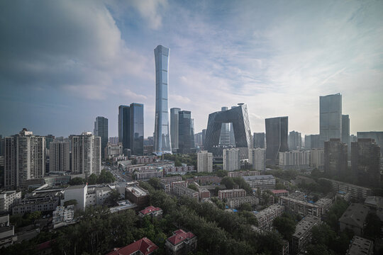 北京cbd地标建筑蓝天白云