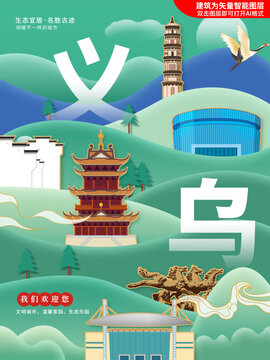 义乌市生态绿色城市海报展板