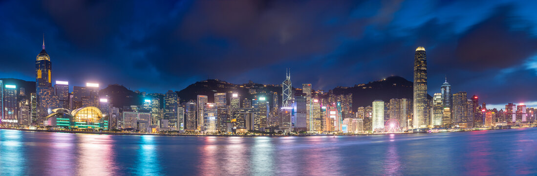 香港城市建筑夜景高像素全景