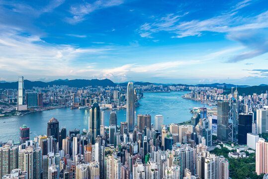 香港岛城市建筑夏季风景