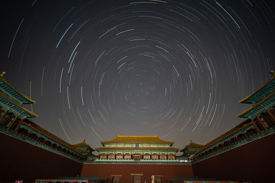 北京故宫午门星轨