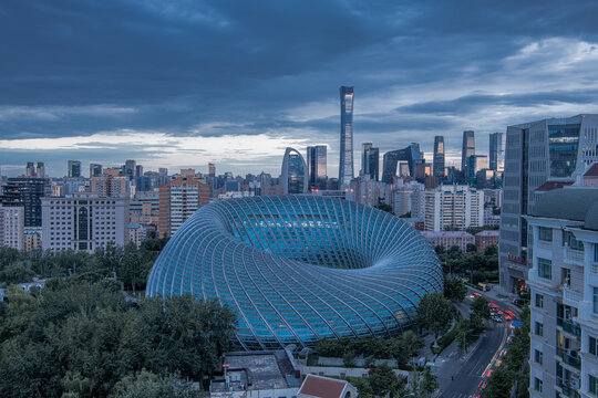 北京国贸cbd地标建筑全景
