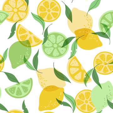 矢量水果柠檬印花图案