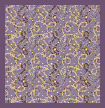 浅紫底链条方巾