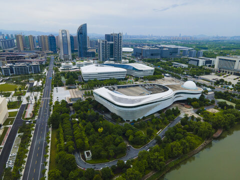 绍兴镜湖市民中心航拍