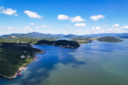 吉林市松花湖夏季自然风光航拍