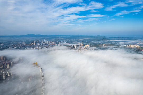 吉林市云海大雾云上美景航拍