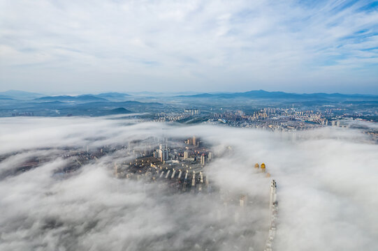 吉林市云海大雾云上美景航拍