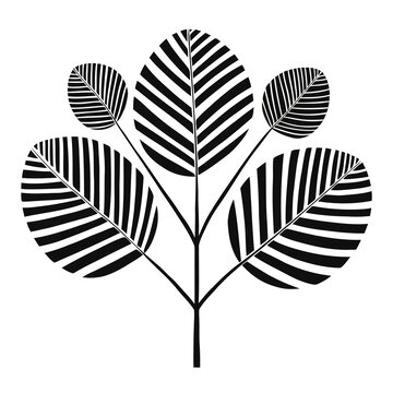 黑白树叶植物装饰插画