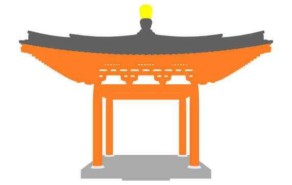 唐风方亭立面插画图
