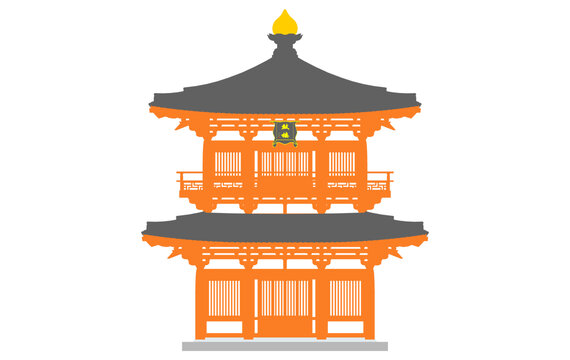 唐风钟鼓楼正立面插画图