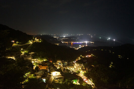 台湾九份全景夜景