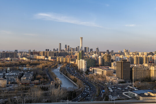 北京国贸城市中心夕阳余晖