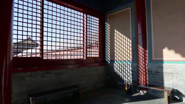 紫禁城光影窗户建筑