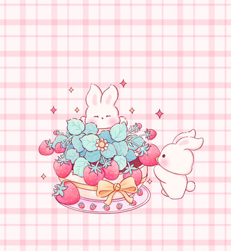 可爱卡通草莓兔子