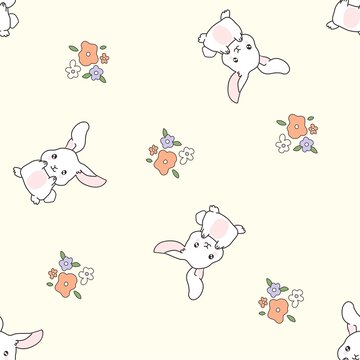 卡通花朵兔子