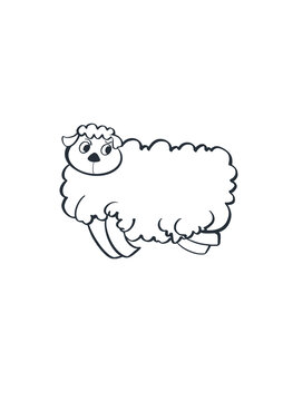 简约风黑白线稿羊羊动物图案