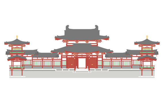 唐风寺院正立面插画图