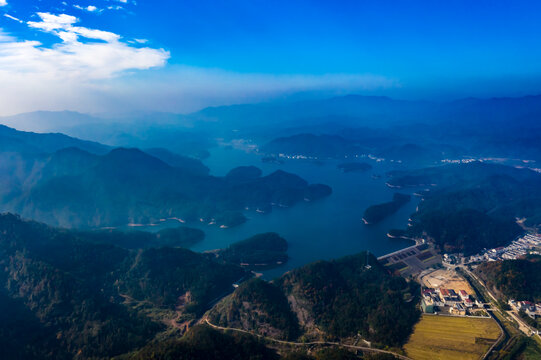 浙江浦江通济湖水库风光航拍