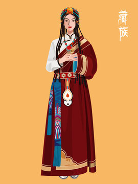 藏族女孩全身人物