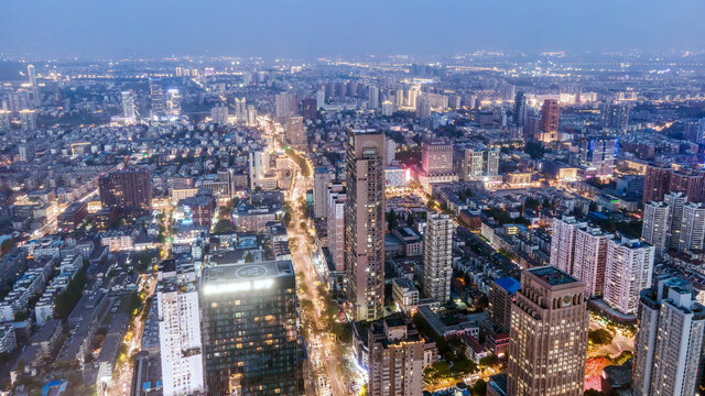 航拍南京城市夜景