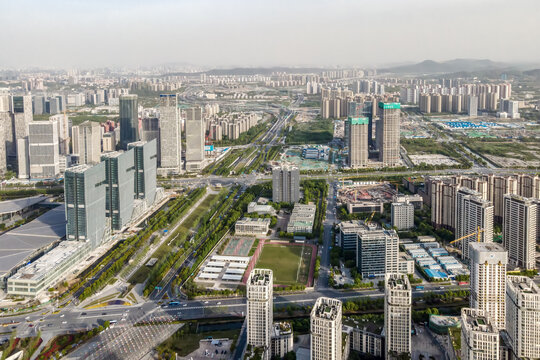 航拍南京现代建筑景观