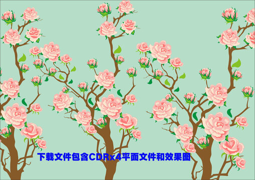矢量牡丹玫瑰月季花朵花苞