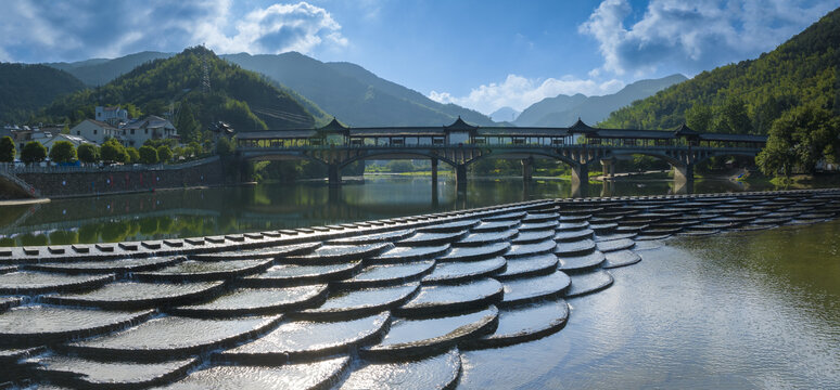 杭州富阳区龙鳞坝航拍