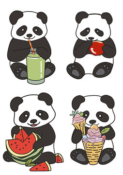 矢量可编辑插画卡通熊猫