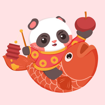 平安好运春节熊猫可爱拟人形象