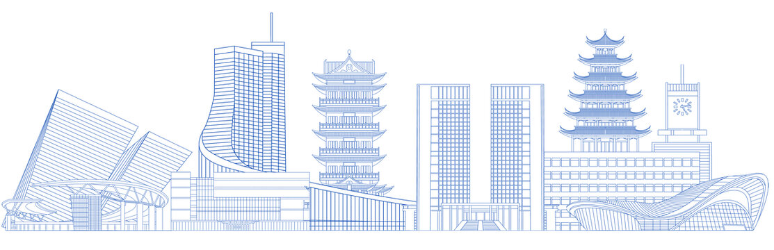 线条轮廓安徽合肥地标建筑