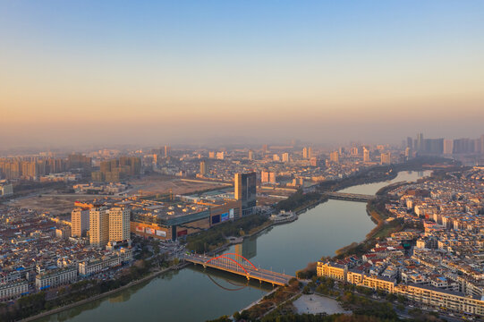 义乌城市建筑风光航拍老照片