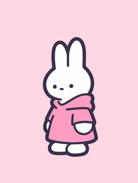 穿粉色卫衣的兔兔